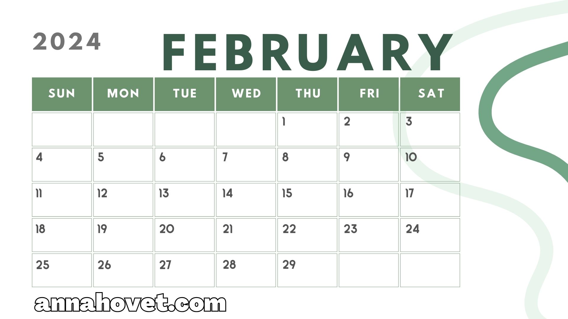 FREE Printable February 2024 Calendar